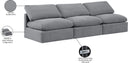 Indulge - Velvet 3 Seat Modular Armless Sofa - Meridian Furniture - Stationary Sectionals - Elite Enclave Home