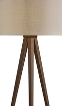 60" Tripod Floor Lamp With Drum Shade - Brown / White - HomeRoots - Floor Lamps - Elite Enclave Home