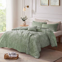 Felicia - Velvet Twin Comforter Set With Throw Pillow - Green