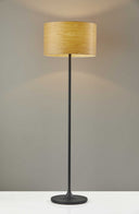 Traditional Shaped Floor Lamp With Brown Drum Shade - Black - HomeRoots - Floor Lamps - Elite Enclave Home