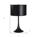 Minimalist Metal Table Lamp With Black Classic Drum Shade - Black