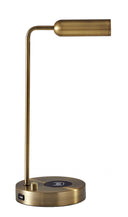 Metal LED Desk Lamp With USB And Wireless Charging - Brass