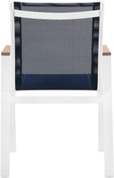 Nizuc - Outdoor Patio Dining Arm Chair With White Frame And Natural Arms (Set of 2)