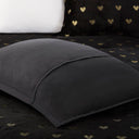 Rosalie - 3 Piece Twin/Twin Long Metallic Printed Plush Comforter Set With Throw Pillow - Black/Gold