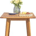 59" Solid Wood Outdoor Dining Table With Umbrella Hole - Natural