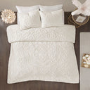 Laetitia - King 3 Piece Tufted Medallion Comforter Set - Off White