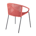 3 Piece Round Stone Dining Set With Two Chairs - Gray, Red And Black