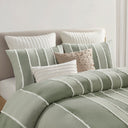 Shay - 3 Piece Striped Cotton Comforter Set - Sage
