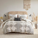Ibiza - 4 Piece Printed Duvet Cover Set With Throw Pillow - Black / Ivory