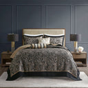 Aubrey - 5 Piece Jacquard Bedspread Set With Throw Pillows - Black