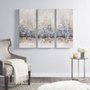 Twilight Mystere - 100% Hand Brush Embellished Canvas (Set of 3) - Blush / Gray - Madison Park - Canvas Art Sets - Elite Enclave Home