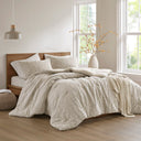 Harper - 3 Piece Full/Queen Oversized Matelasse Comforter Set - Natural
