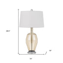 Metal Round Table Lamp With White Drum Shade - Nickel