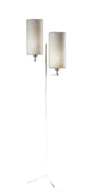 Two Light Novelty Floor Lamp With White Drum Shade - Brass - HomeRoots - Floor Lamps - Elite Enclave Home