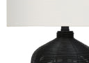 Rattan Round Table Lamp With Ivory Drum Shade - Black - HomeRoots - Table Lamps - Elite Enclave Home