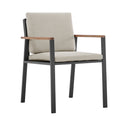 Solid Wood Outdoor Dining Chair With Taupe Cushion (Set of 2) - Light Gray