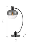 Metal Table Lamp With Silver Metallic Globe Shade - Gunmetal