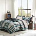 Robbie - 9 Piece Full Plaid Comforter Set With Bed Sheets - Teal/Black - Intelligent Design - Comforters & Sets - Elite Enclave Home