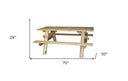 70" Solid Wood Outdoor Picnic Table - Natural