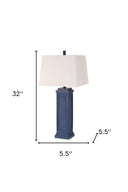 Table Lamp With White Shade (Set of 2) - Blue
