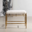 Karleen - Plush Small Brass Bench - White - Uttermost - Upholstered Benches - Elite Enclave Home