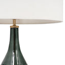 Glass LED Table Lamp With White Drum Shade - Blue Green