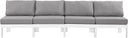 Nizuc - Outdoor Patio 4 Seat Armless Modular Sofa With White Frame - Meridian Furniture - Stationary Sectionals- Elite Enclave Home