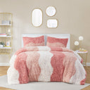 Cassie - Ombre Shaggy Faux Fur Queen Duvet Cover Set - Blush Multi