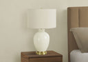 Ceramic Urn Table Lamp With Cream Drum Shade - Gold And Ivory - HomeRoots - Table Lamps - Elite Enclave Home