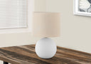 16" Ceramic Round Table Lamp With Drum Shade - Cream - HomeRoots - Table Lamps - Elite Enclave Home