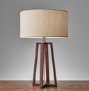 Linen Fabric Shade Table Lamp - Walnut Wood Finish