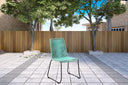 3 Piece Round Stone Dining Set With Two Chairs - Gray And Light Blue
