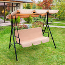 Steel Outdoor Swing Chair With Beige Cushion - Beige