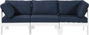 Nizuc - Outdoor Patio 3 Seat Modular Sofa With White Frame - Meridian Furniture - Stationary Sectionals- Elite Enclave Home