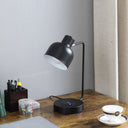 Metal Desk USB Table Lamp With Black Shade - Black