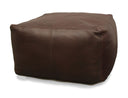 Leather Square Pouf Ottoman - Dark Brown