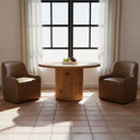 Maisie - Rolling Dining Chair - Tan Leather - Moe's Home Collection - Arm Chairs - Elite Enclave Home