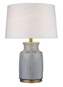 Ceramic Table Lamp With White Empire Shade - Gray