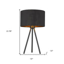 Metal Tripod Table Lamp With Black Drum Shade - Black