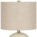 Concrete Round Table Lamp With Beige Drum Shade - Beige - HomeRoots - Table Lamps - Elite Enclave Home