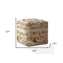 Cotton Cowboy Pouf Cover - Brown