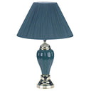 Ceramic Urn Table Lamp With Teal Blue Empire Shade - Teal Blue And Gold