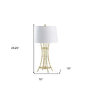Bamboo Design Table Lamp With Off-White Drum Shade - Gold