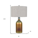 Glass Novelty Table Lamp With Gray Drum Shade - Gold