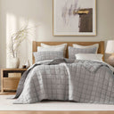 100% Linen - King/California King Linen Garment Washed Quilt Set - Gray