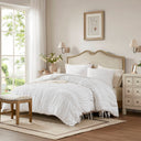 Mia - 3 Piece King Comforter Set - White