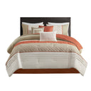 Greer - 7 Piece Color Block Stripe Comforter Set With Throw Pillows - Spice