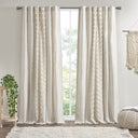Imani - 50x108" Printed Curtain Panel With Stripe And Lining - Ivory - INK+IVY - Curtains & Drapes - Elite Enclave Home
