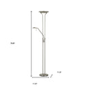 Led Torchiere Floor Lamp With Nickel Dome Shade - Nickel - HomeRoots - Floor Lamps - Elite Enclave Home