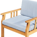 33" Eucalyptus Slat Wood Outdoor Accent Chair With Aqua Cushion - Natural